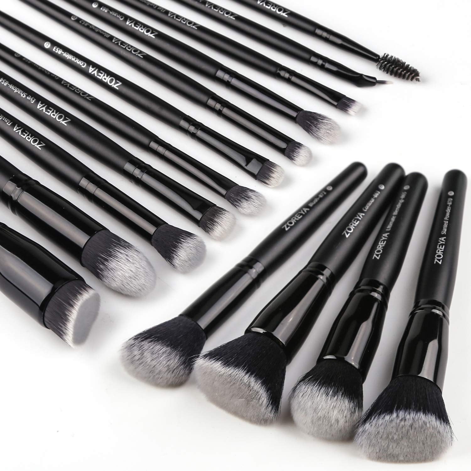 Zoreya Makeup Brushes 15Pcs Makeup Brush Set Premium Synthetic Kabuki Brush Cosmetics Foundation Concealers Powder Blush Blending Face Eye Shadows Black Brush Sets Walmart