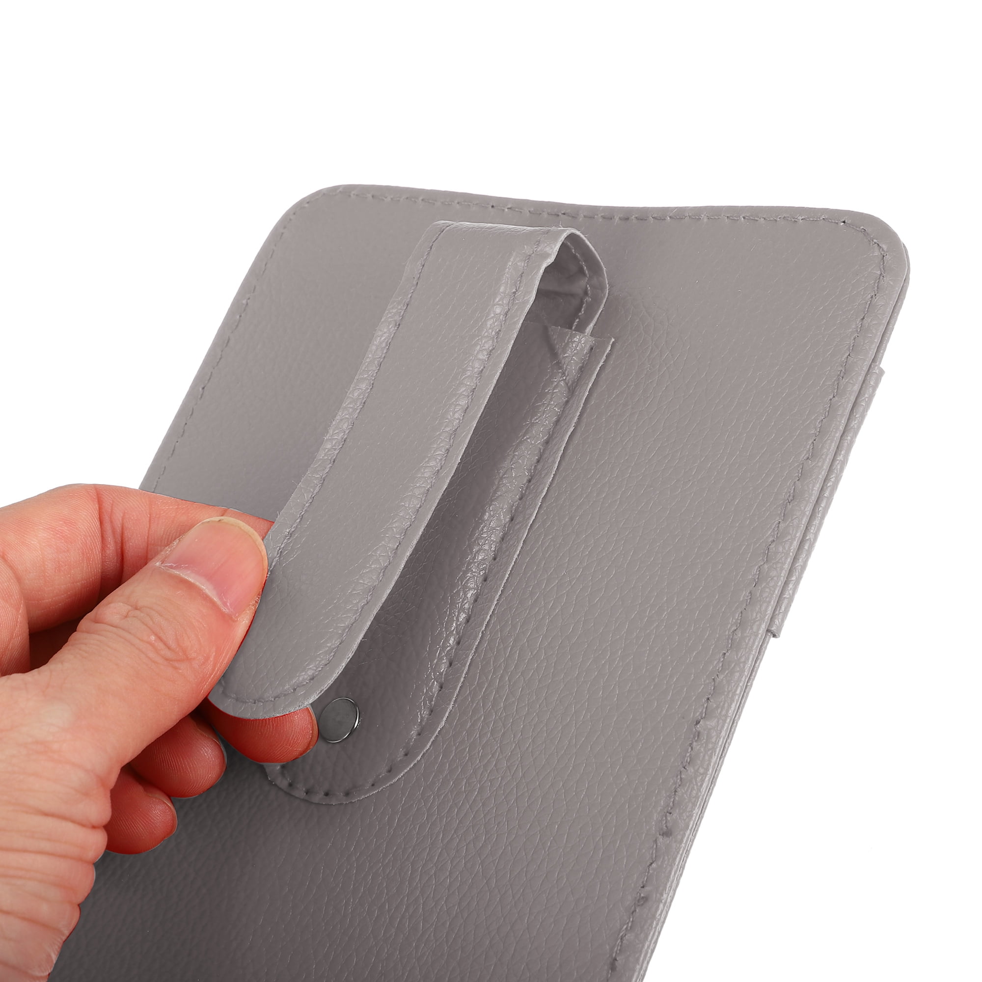 Unique Bargains PU Leather Car Sun Visor Organizer Glasses Holder and Card Holder Gray