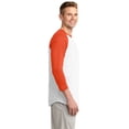thumbnail image 3 of Sport Tek Adult Male Men Colorblock 3/4-Sleeve Jersey White/Deep Org Small, 3 of 6