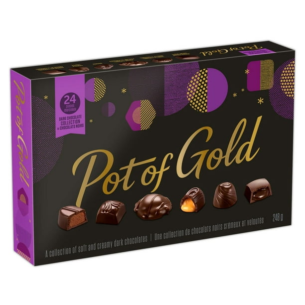 Boîte de chocolats de Noël et des Fêtes, collection de chocolats noirs  HERSHEY'S POT OF GOLD 248 g 