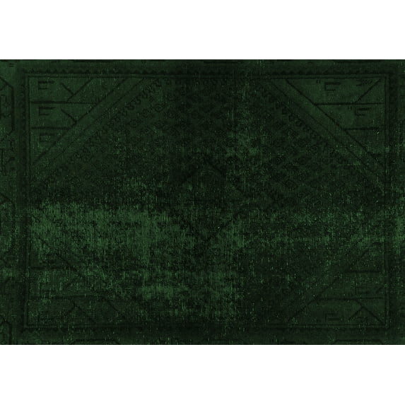 Ahgly Company Indoor Rectangle Abstract Emerald Green Modern Area Rugs, 7' x 10'
