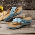 thumbnail image 5 of Dakaela Wedge Sandals Women Flower Platform Dressy Summer Flip Flops Arch Support Comfortable Slip on Orthopedic Thong Slides Size 6-10 Sky Blue, 5 of 7