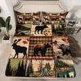 thumbnail image 2 of Manfei Jungle Bear Moose Full Size Sheets,Cpuntryside Scensey Bed Sheets,Rustic Farmhouse Cabin Sheet Sets For Boys Kids,Breathable Home Decor,4 Pieces, 2 of 7