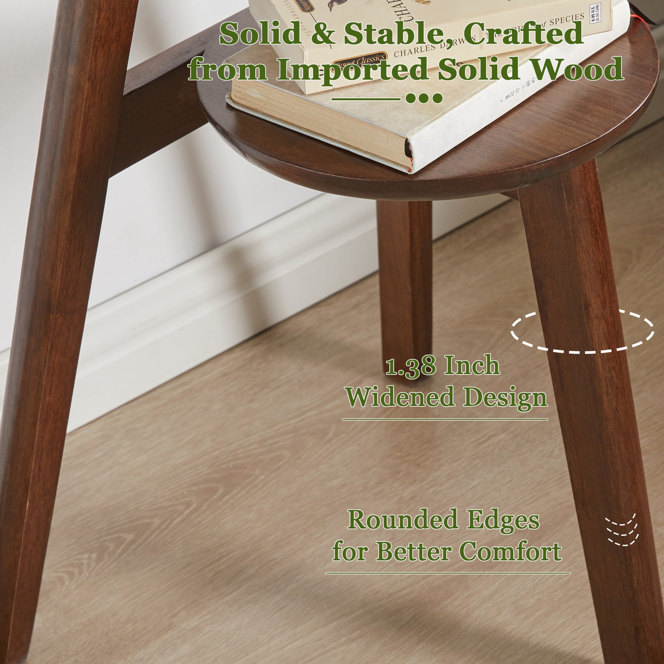 Noble House Round End Table with 2-Tier Storage Shelf, Small Side Table for Living Room or Bedroom, Walnut