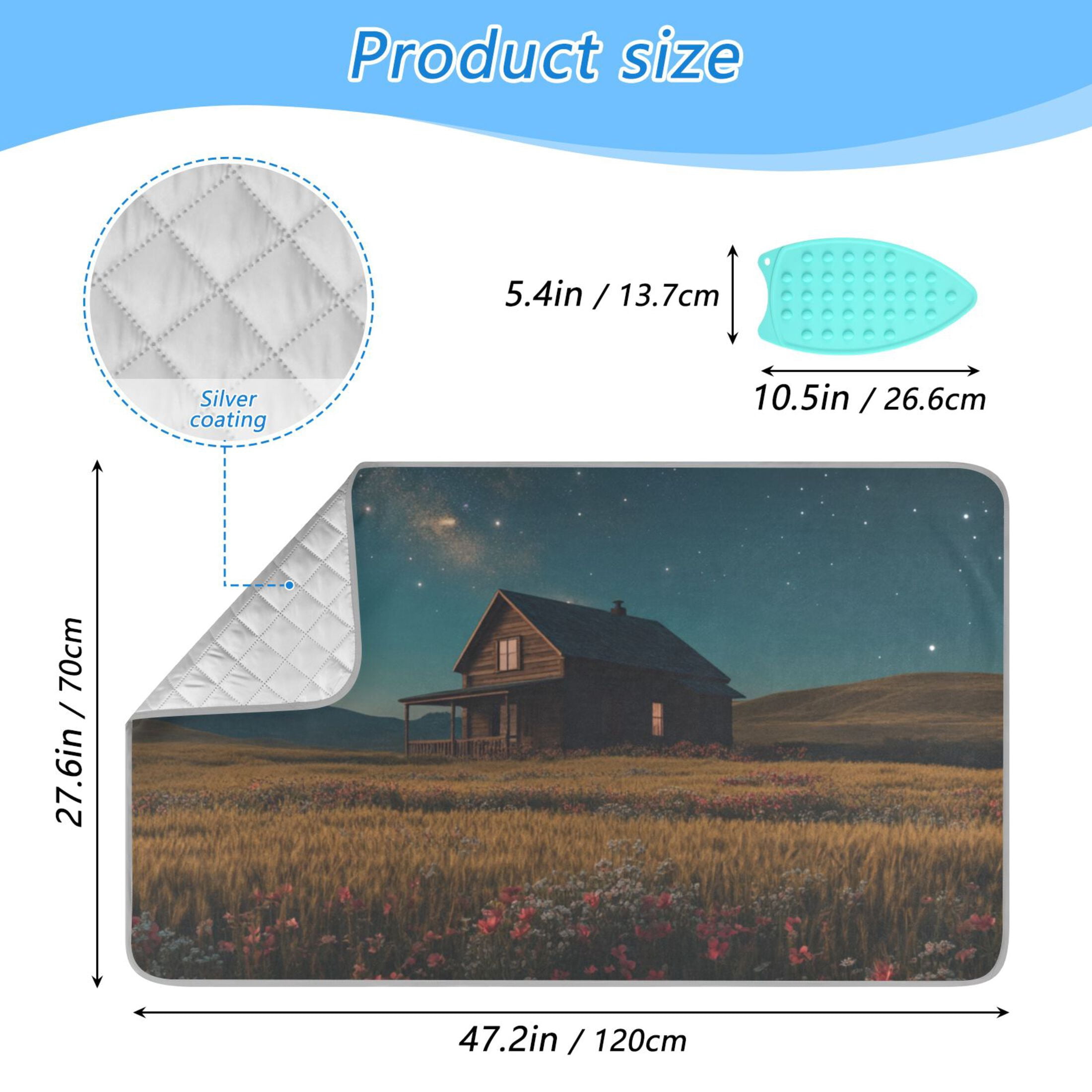 House under Starry Sky Ironing Mat Blanket for Table Top Travel Portable Ironing Board Pad 47.2x27.6 Inch