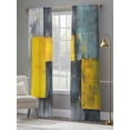 thumbnail image 4 of Abstract Color Block Sheer Curtains 108 Inches Long 2 Panels Yellow Block Gradient Black Modern Light Filtering Semi Sheer Window Curtains Drapes for Bedroom Living Room 52"x108", 4 of 7
