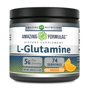 Amazing Formulas L-Glutamine 1.1 Lb Powder Supplement | 5000 Grams | Orange Flavor | Non-GMO | Gluten Free | Made in USA