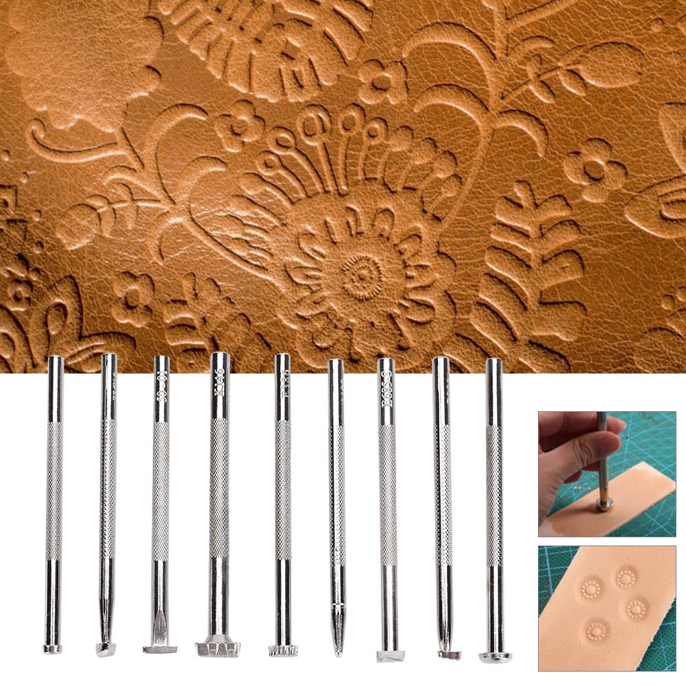 Engraving & Embossing Tools for Unique Patterns and Carvings 9PCS Leather Crafting Set