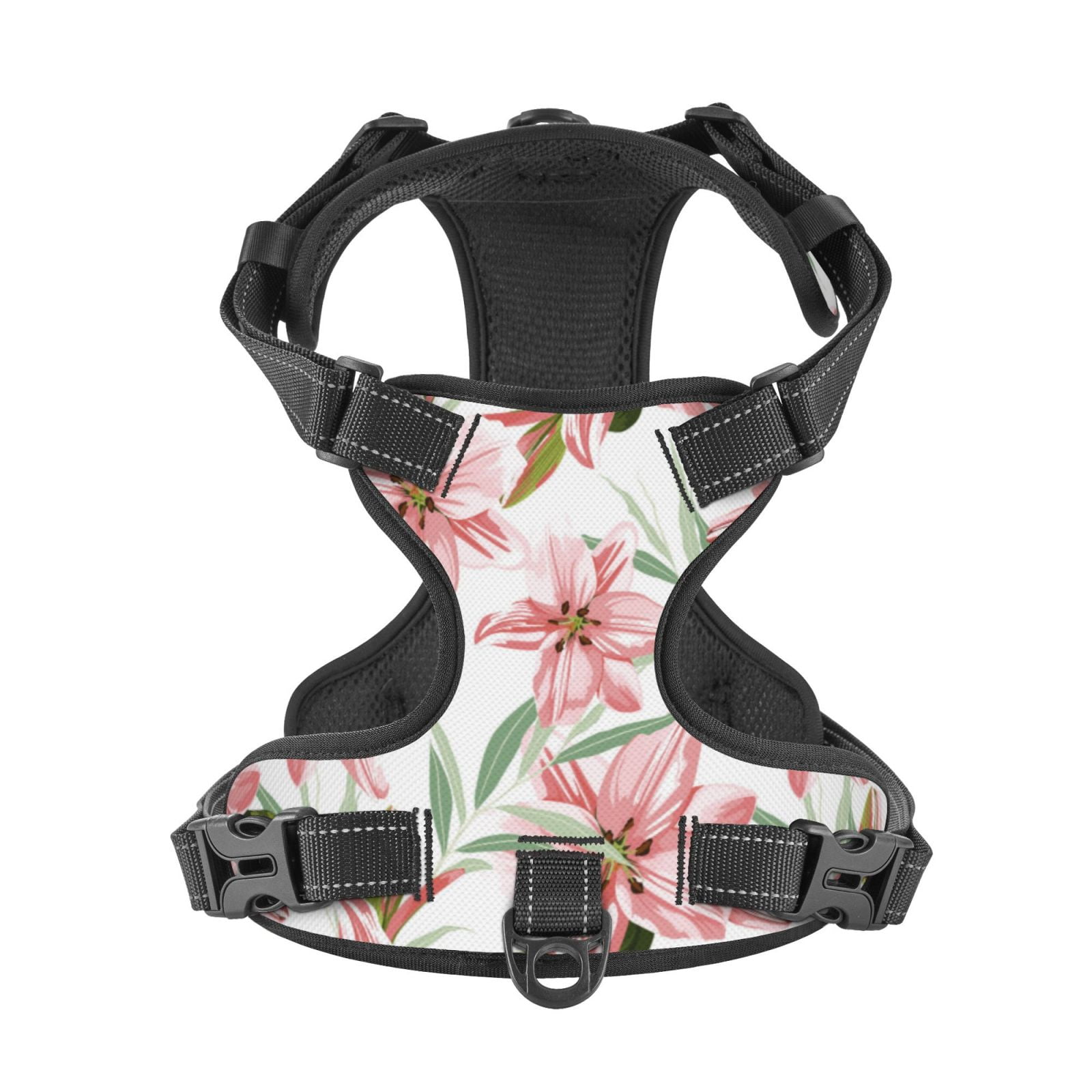 Kdxio Lilies Flowers Print No Pull Dog Harness Adjustable Reflective Oxford Easy Control Medium Large Dog Harness for Training and Everyday-Small