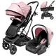 thumbnail image 1 of Carriola para Bebé con Portabebé Travel System Reversible Convertible a Bambineto Ruedas de Goma con Freno Plegable Cinturón de 5 Puntos - Rosa, 1 of 8