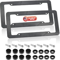 2pcs Universal Carbon Fiber Car Front & Rear License Plate Frame Cover USA Black