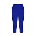 thumbnail image 4 of RYRJJ Capris Jeggings for Women Casual Summer Fashion Lightweight Stretch Yoga Pants Drawstring Capri Pant Plus Size Crop Vacation Pants(01#Dark Blue,XXL), 4 of 6