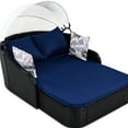 thumbnail image 4 of Double Lounge Sunbed With Adjustable Canopy And Pillow - Black Blue Cushions Outdoor Sun Lounger Relaxing Pe Cushion, 4 of 6