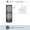 thumbnail image 5 of BELLEZE Ashfield Lighted Wood/Glass Curio Corner Cabinet Floor Standing, Walnut, 5 of 6