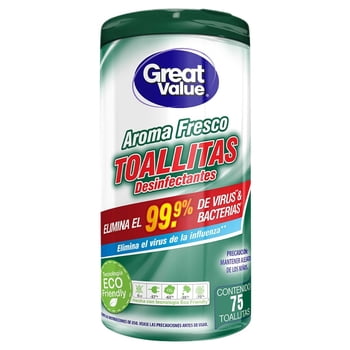 Toallitas desinfectantes Great Value aroma fresco 75 pzas