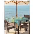 thumbnail image 2 of Outdoor Tablecloth with Umbrella Hole and Zipper, Teal Black Boho Square Table Cloth 60x60 Inch Waterproof Tablecloth, Vintage Ethnic Tribe Abstract Art Picnic Table Cover for Patio Camping, 2 of 7