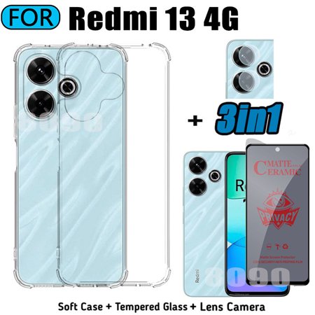 Redmi 13 4G Caixa De Telefone Transparente À Prova De Choque Para Nota Pro 4G 5G 13C Anti-Espionagem Privacidade Proteção De Tela De Cobertura Total