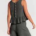thumbnail image 6 of JINMGG Two Piece Outfits Women, 2026 Fashion Fall 2PC Fashion Woman Round Neck Solid Sleeveless Blouse +Loose Pockets Pants Sets Dark Gray XL, 6 of 9