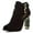 Black, variant on XYD Women Fashion Peep Toe Ankle Booties Crystal Block Heels Double Buckle Strap Cut-out Pumps Chic Dressy Shoes Size 12 White