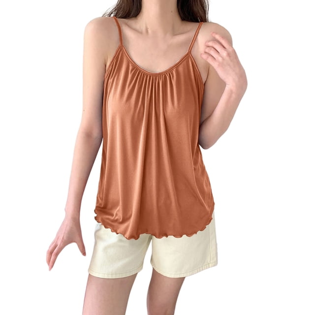 Playeras,Blusas y Tops,Ropa para Mujer Mujeres Negro Tank Top Camiseta sin mangas con tirantes de cuello redondo para mujer (Rose Gold, L)