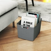Curver Jute Large Gray Plastic Decorative Storage Basket, 14 in x 11 in x 9 in
