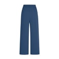thumbnail image 7 of Womens Solid Color Business Casual Work Pants Dress office Trousers Slacks with Pockets Navy L(L), 7 of 7