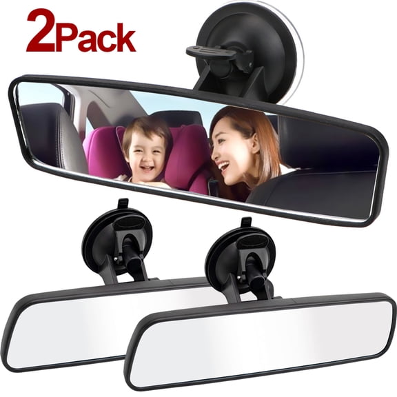 2 pack Anti-glare Rear View Mirror, Universal Thickened HD Car Interior Rear View Mirror (With 360° Adjustable Suction Cup )