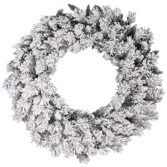 Vickerman 42" Flocked Snow Ridge Artificial Christmas Wreath, Unlit