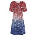 thumbnail image 4 of Vestido Corto para las Mujeres Cuello Redondo Manga Corta Impresa Suéter, Moda Casual Estilo Línea, 4 of 6