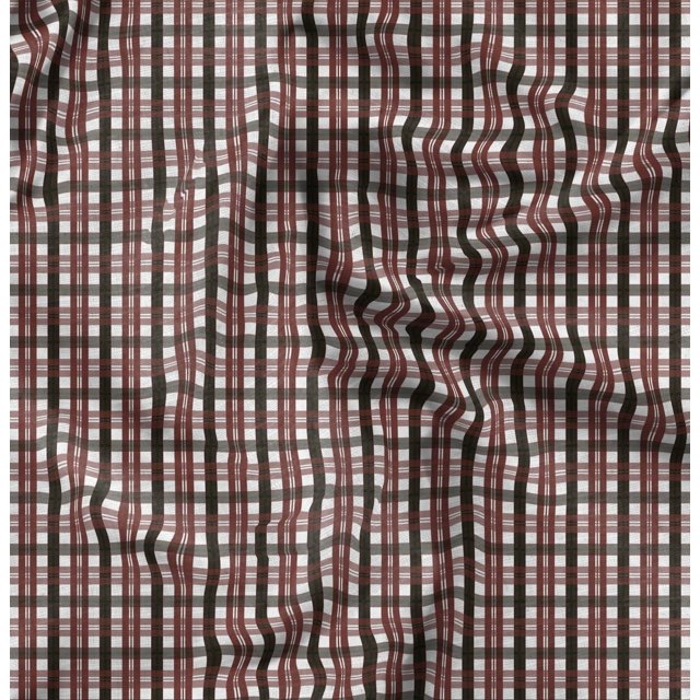 Soimoi Silk Fabric Gingham Check Print Sewing Fabric Yard 42 Inch Wide