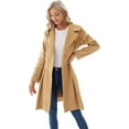 thumbnail image 2 of Women's Elegant British Style Trench Coat Lapel Collar Double Breasted A Line Mid Long Jacket with Pockets, 2 of 11