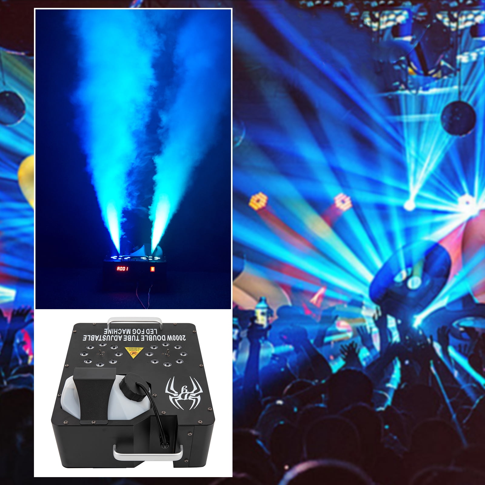 Dwellnix Stage Machine 16 RGB LED Fog Smoke Machine DMX DJ Smoke Effect 2000W Remote