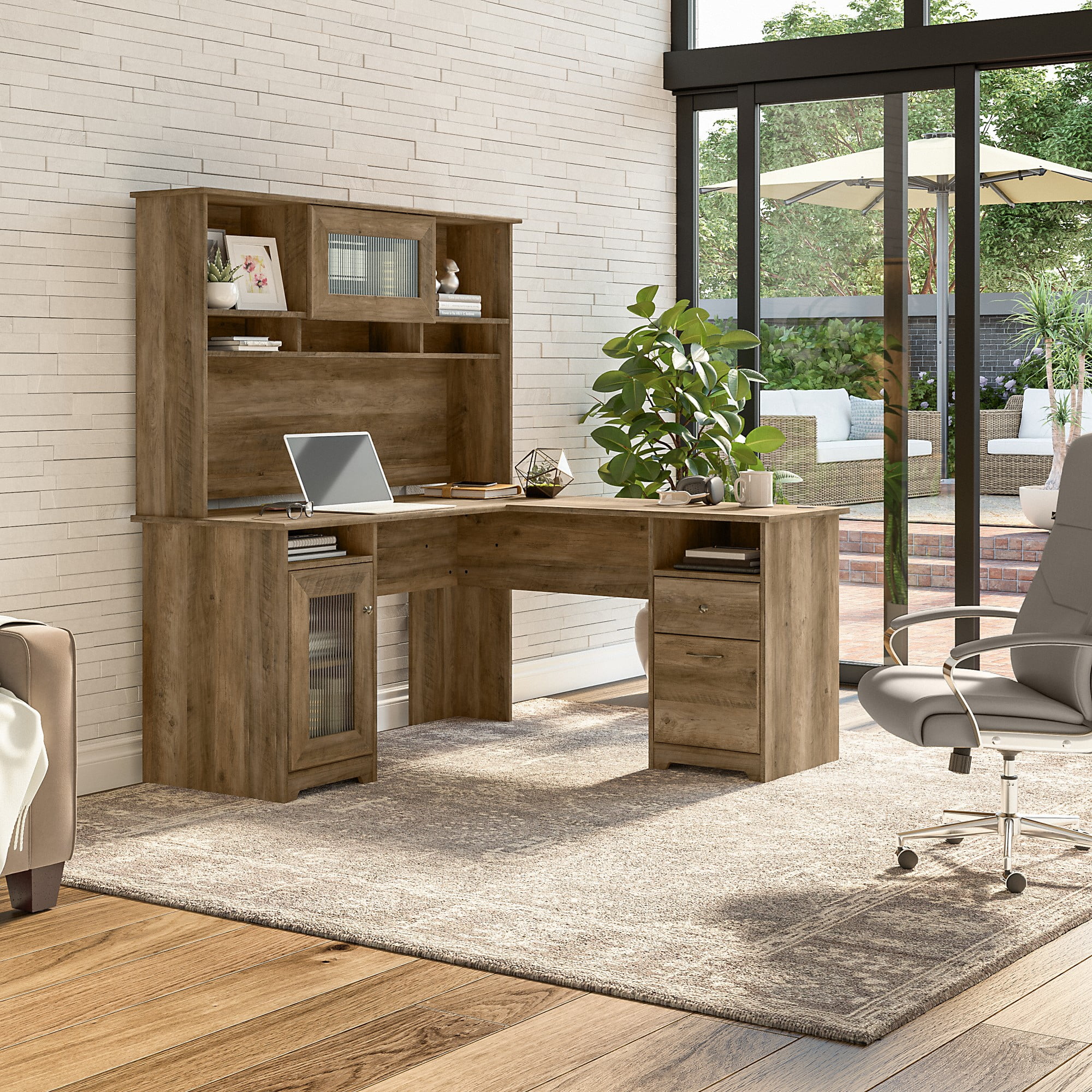 ファッションシーンで話題のこれから流行るブランド12選 Bush Hutch with Desk Computer Shaped L Cabot Furniture 水槽用品