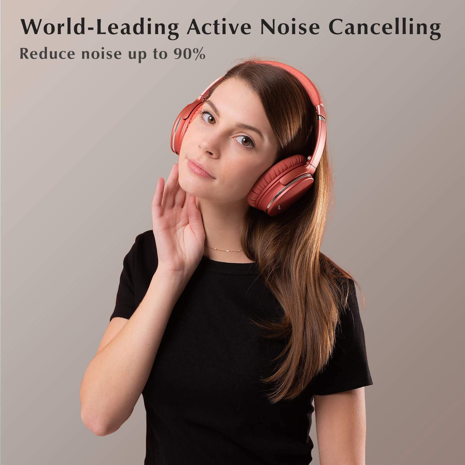 Restored Srhythm NC35 Noise Cancelling Headphones Wireless Bluetooth 5.0, Lightweight over-Ear Headphones with Microphones, 50+ Hours’ Playtime, Fast Charge (Refurbished)