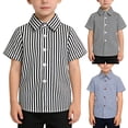 thumbnail image 5 of KAUOD Striped Shirts for Boys Short Sleeve Preppy Button Closure Polo Shirts School 𝗨niform Trendy Casual Collared Tops, 5 of 5