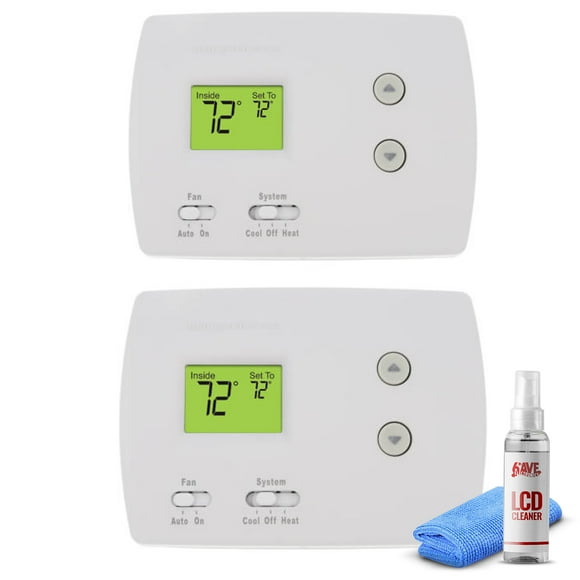 2-Pack Honeywell TH3110D1008 Pro Non-Programmable Digital Thermostat White + LCD Cleaner