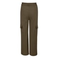 thumbnail image 6 of Women's Mid Waist Three Pocket Long Pants Casual Workwear Cargo Trousers Green XL Size, 6 of 6