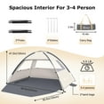 thumbnail image 4 of COMMOUDS Beach Tent for 1-3 People, UPF 50+ Sun Protection, Lightweight Portable Canopy Shade Tent, Easy Setup, Creamy Gray, 4 of 8