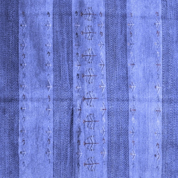Ahgly Company Indoor Square Abstract Blue Contemporary Area Rugs, 8' Square
