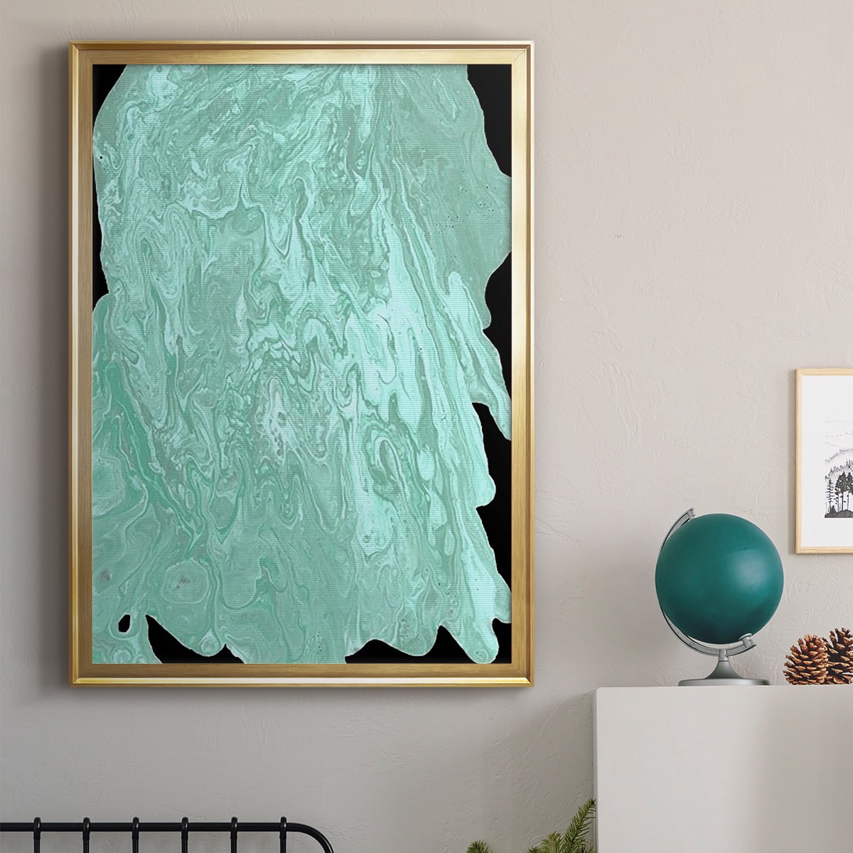 Teal Cascade II Premium Framed Print, in Gold, Black, or Silver - Ready to Hang