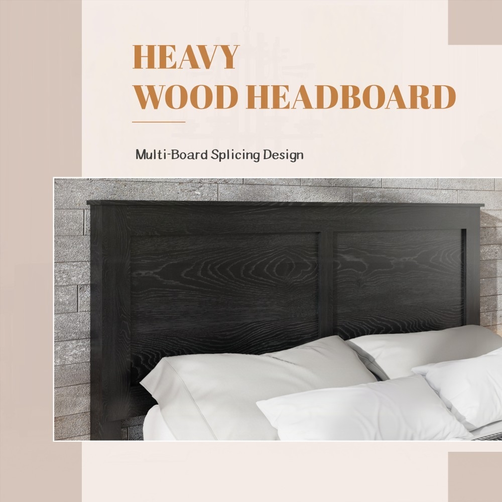 King Size Wood Platform Bed Frame, Noise-Free, No Box Spring Needed, 45-Minute Easy Assembly, Dark Brown