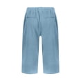 thumbnail image 6 of HKYNLAG Capri Pants for Women Petite Pull On Knee Length Cotton Linen Capris Summer Straight Leg Loose Beach Shorts with Pockets Blue 2XL, 6 of 7