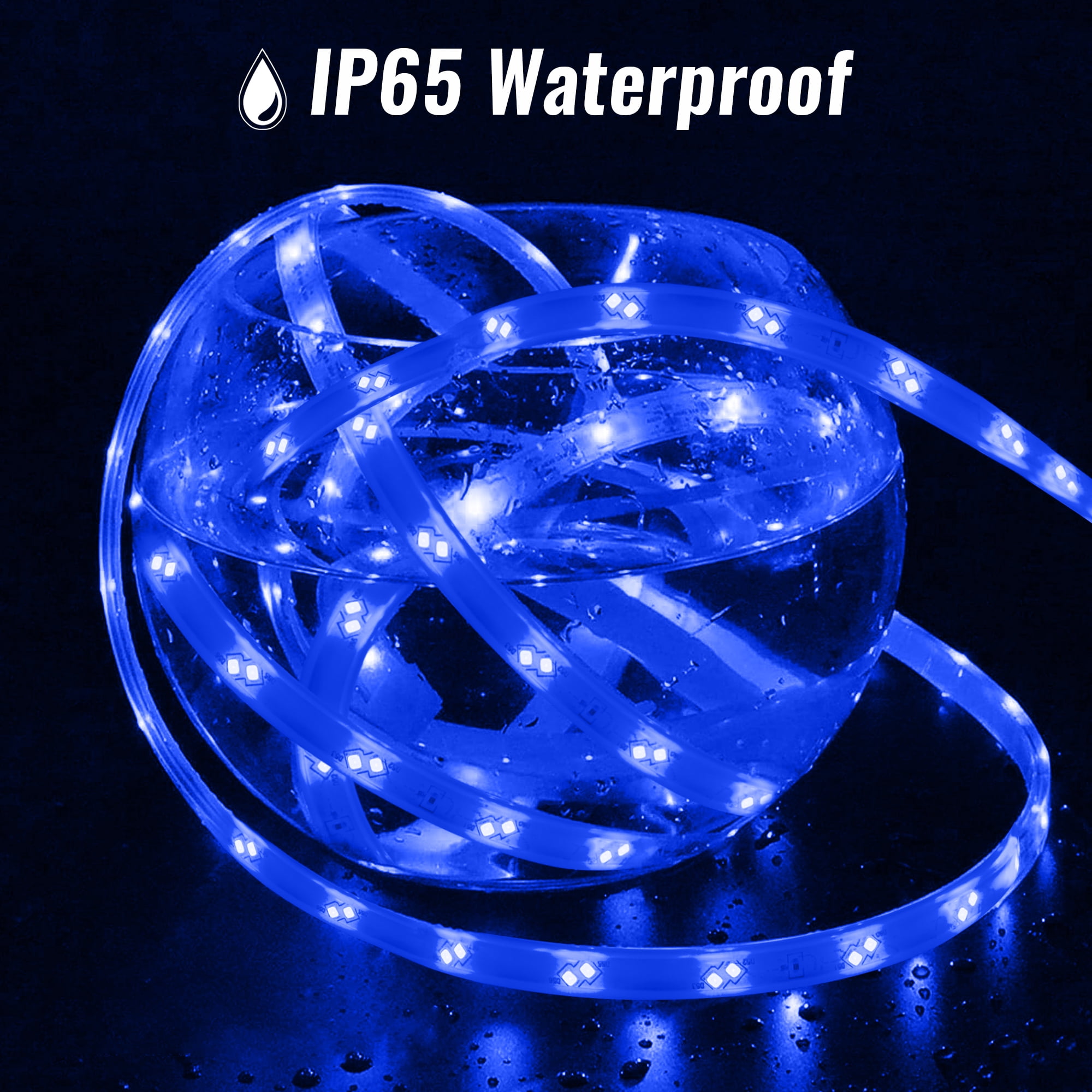 WYZworks 480LEDs, 25ft Blue 16-Mode Flat LED Outside Strip Lights, SMD 2835, Waterproof Permanent Heavy Duty Outdoor Exterior Accent Lighting, ETL Certified, Connectable Flexible Clear PVC Shell