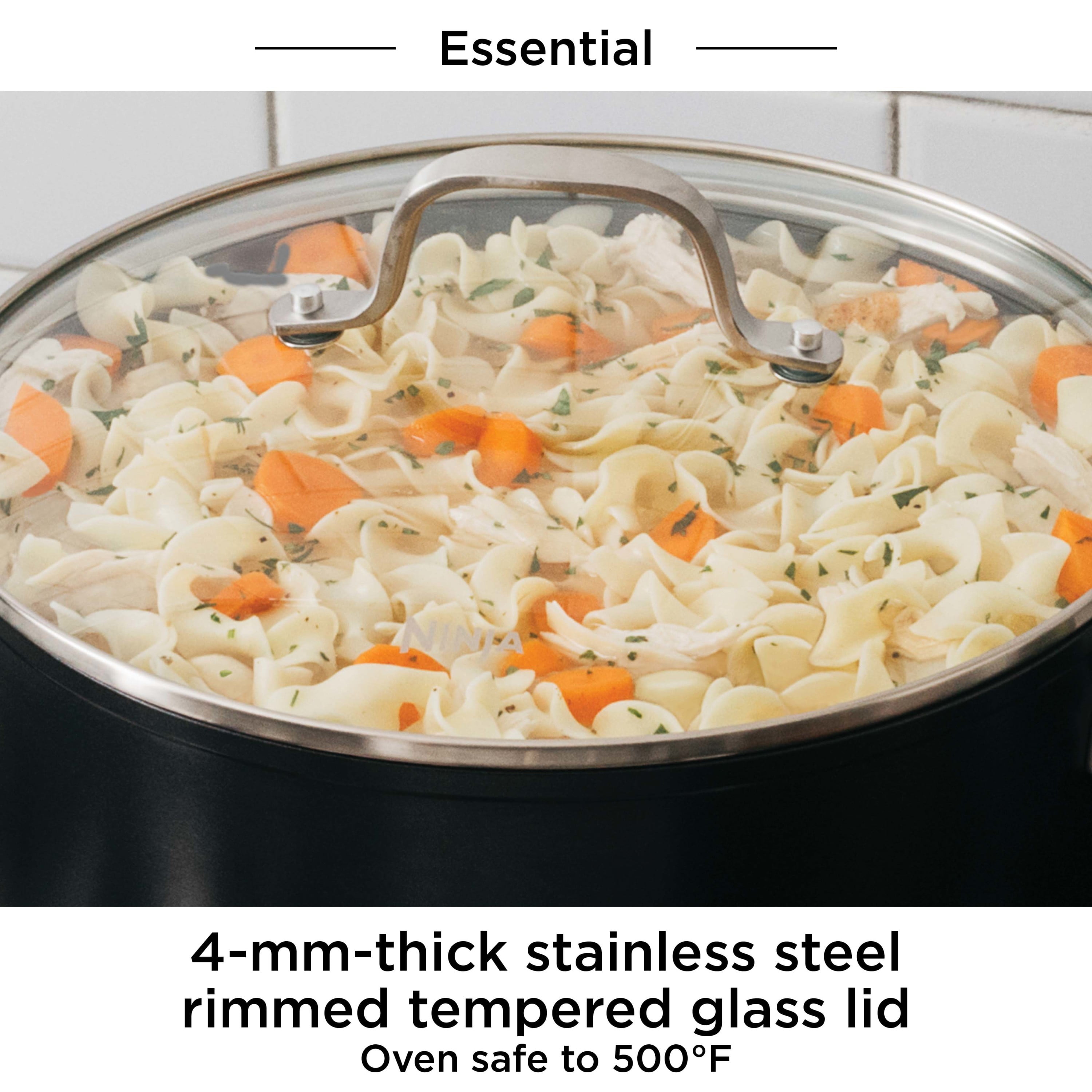 Ninja Foodi NeverStick Premium Hard-Anodized 3.5 Quart Saucepan with Glass Lid