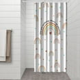 thumbnail image 3 of Small Stall Narrow Shower Curtain 36"W x 72"L – Tropical Bohemian Leaves, Mid-Century Abstract Boho Botanical Bathroom Decor, Vintage Floral Palm Leaf Pattern, Rustic Tribal Folk Style, 3 of 5