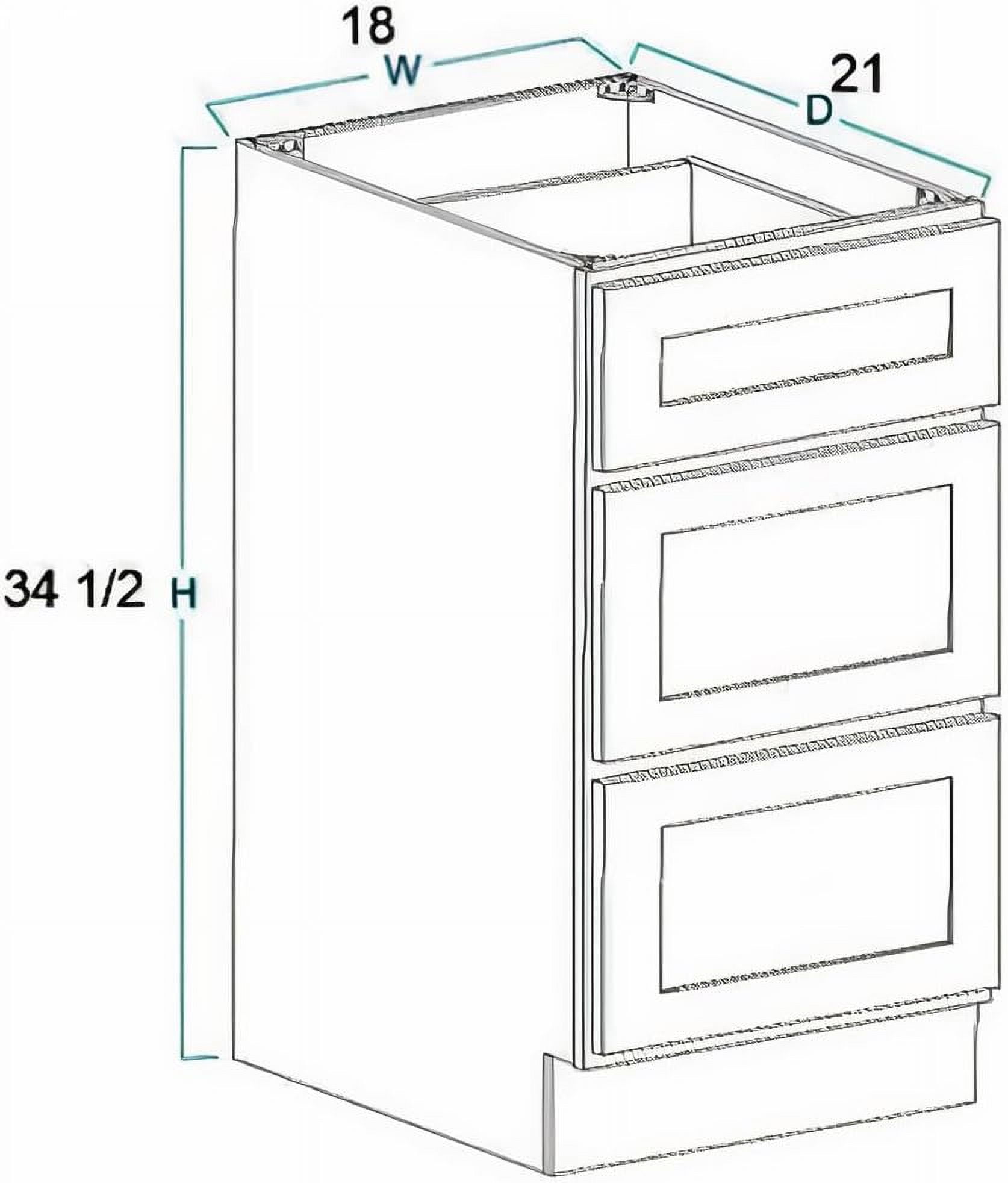 3 Drawers Bathroom Vanity Base, Bathroom Drawer Storage RTA Shaker Cabinet, White Shaker, 18 inch