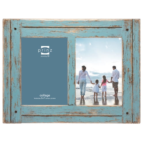 Prinz Homestead 5" x 7" Collage Picture Frame for Two Photos, Distressed White