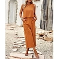 thumbnail image 5 of Women's Cotton and Linen blend 2-Piece Set: Sleeveless Crop Top & Wide Leg Pants  Summer Outfit Size Up for Relaxed Fit S-XL, 5 of 8
