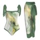 thumbnail image 1 of MKLEKYY Trajes De Baño Mujer Completo Women 1 Piece Swimwear+1 Piece Cover Up Two Piece Vintage Print Swimsuit Monokini Bikini 2 Piece Swimsuits Two Piece Tankini Set 766, 1 of 4