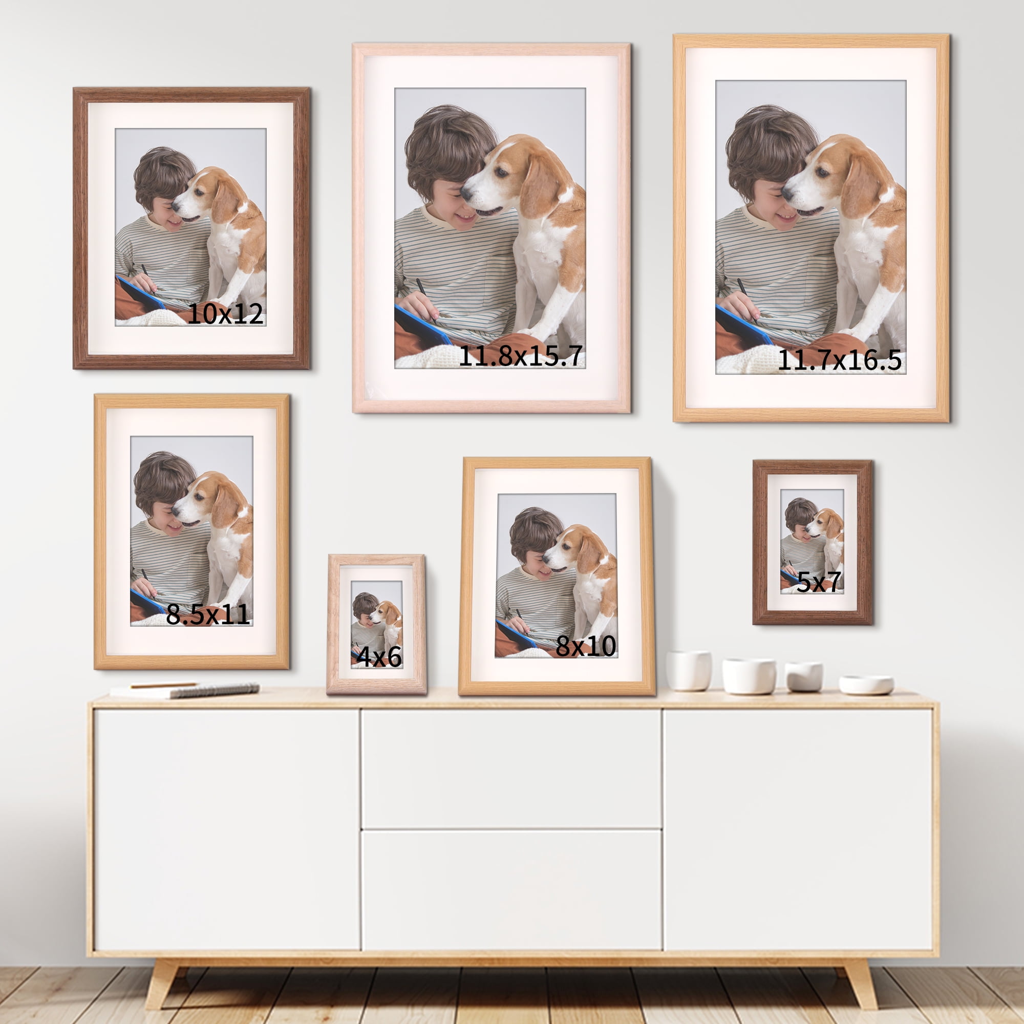Unique Bargains Picture Frames for Wall Tabletop Display Beige 5x7